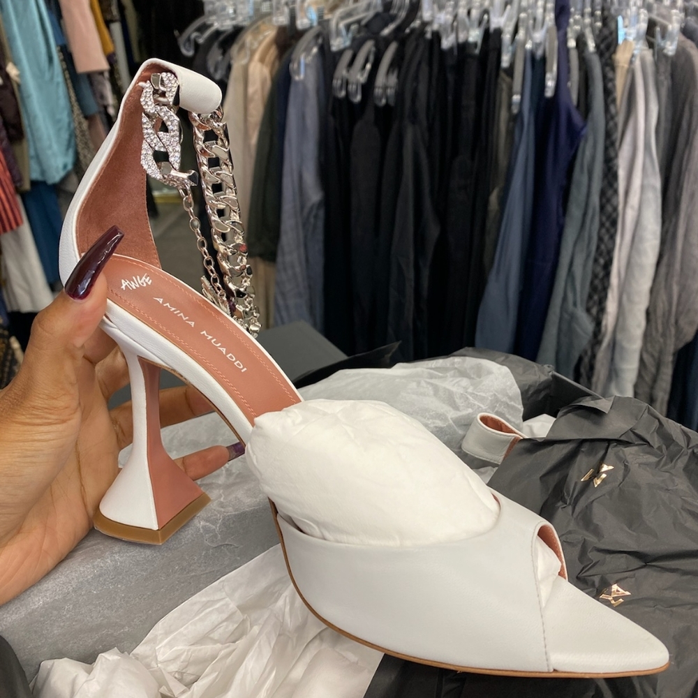 NIB Amina Muaddi Flasko sandals without  ankle straps